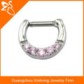 Fashion Jewelry pink Gem Septum Clicker,nose ring piercing jewelry,helix ear studs